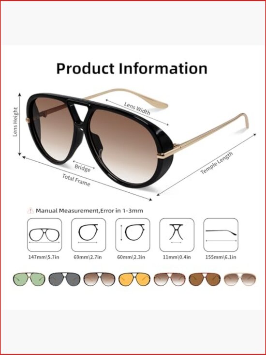 Retro Oversized Aviator Sunglasses Polarized UV Protection Lightweight Metal main image 2